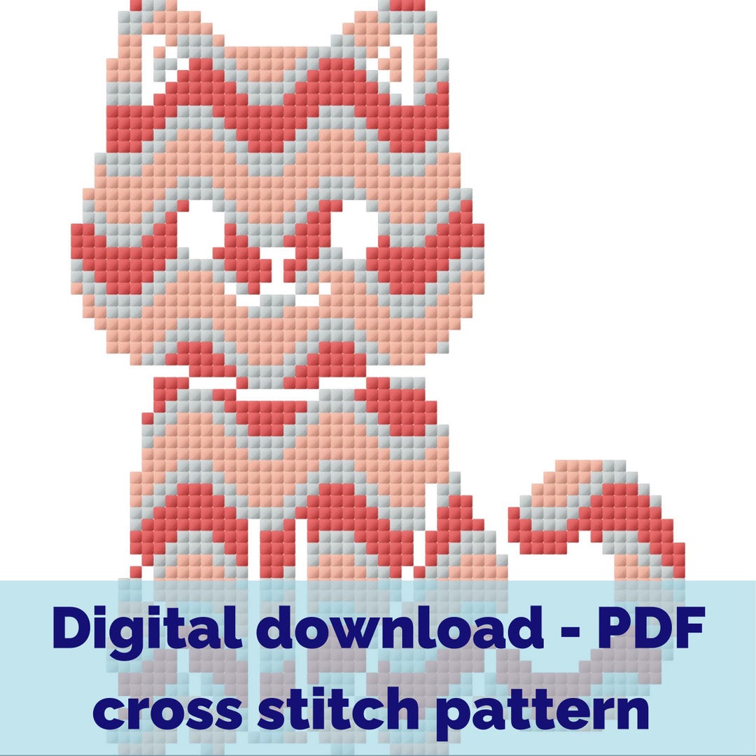Wavy Cat Cross Stitch Pattern - Modern Graphic Cat for Hoops & Frames ...