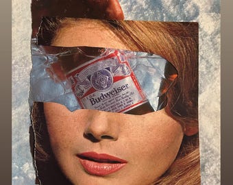 Frosty Art Print, Woman and Beer Collage