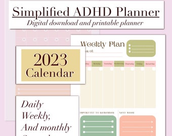 2023 ADHD Simplified Planner, Digital Planner, ADHD friendly, *Digital Download*