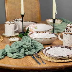 Rustic dinnerware, Stoneware dinner side snack plates, Serving pottery tableware,  Modern ceramic Art by Manya