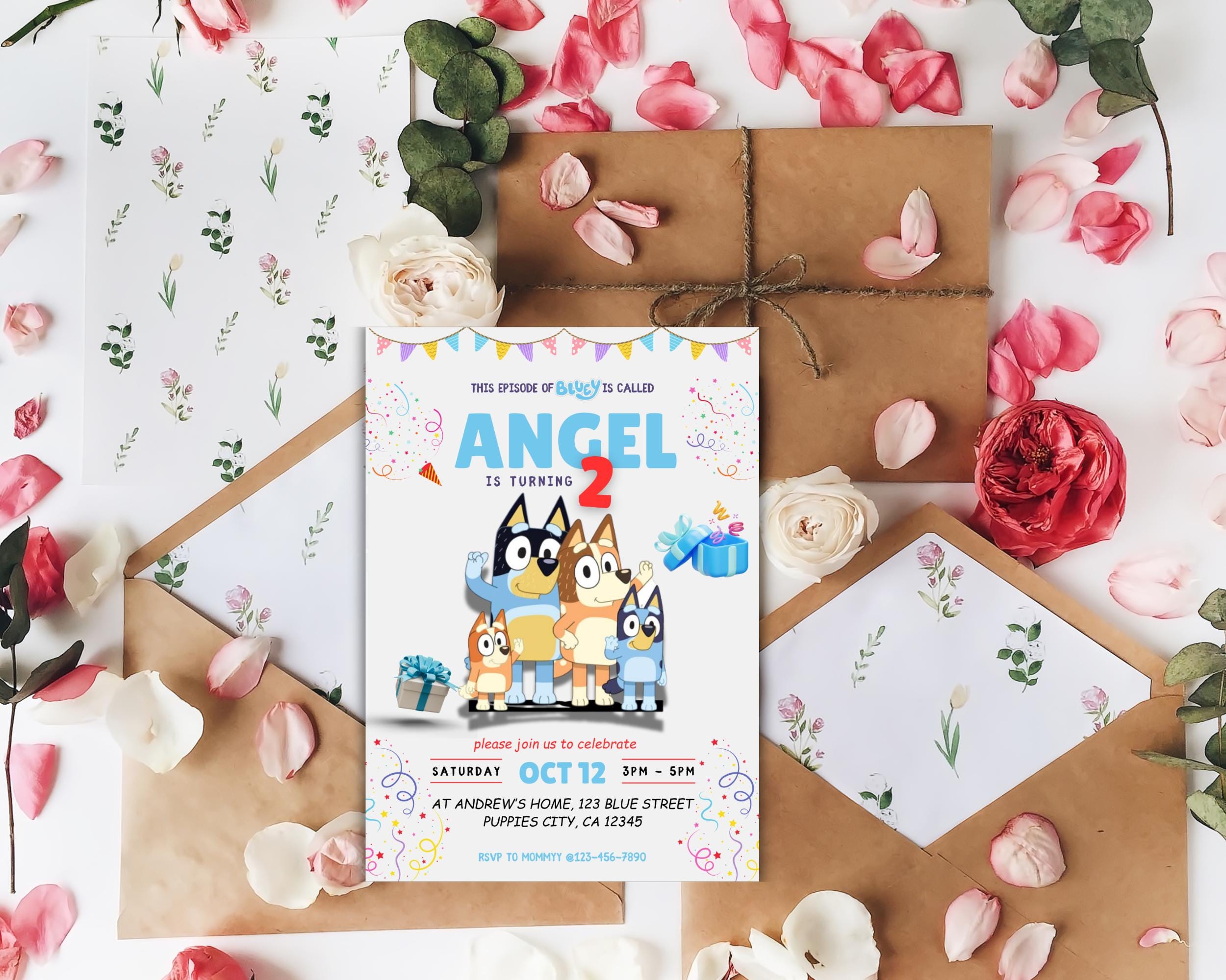 Canva Editable Bluey Invitation