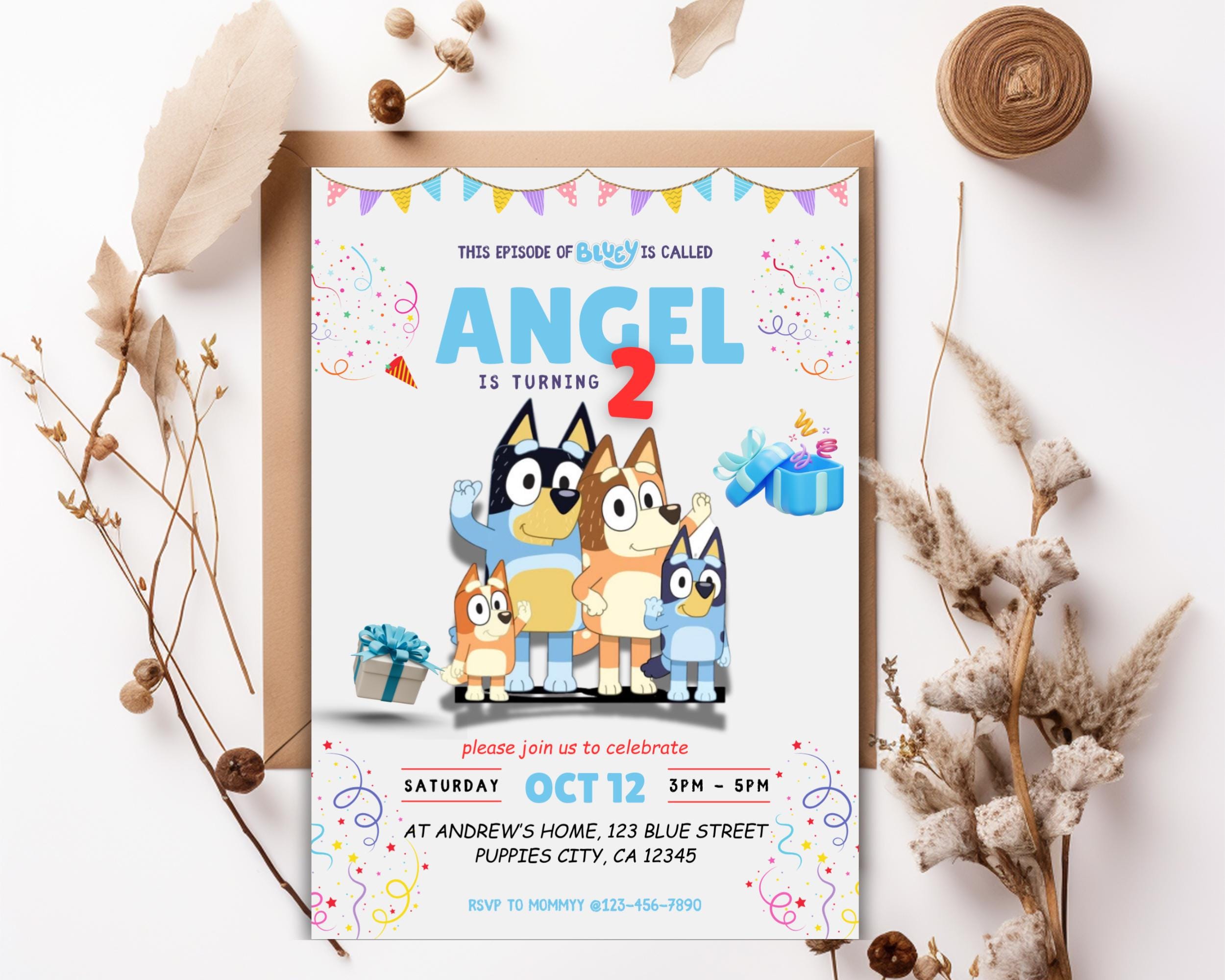 Canva Editable Bluey Invitation