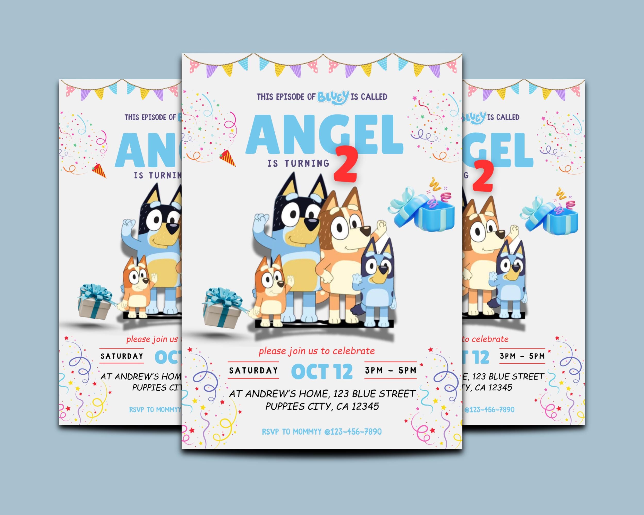 Canva Editable Bluey Invitation