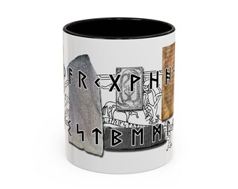 Elder Futhark Runes Coffee Cup (11, 15oz), Norse Coffee Mug, Viking Gift, Runic Alphabet