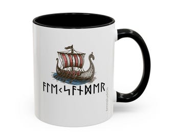 Your Name in Runes Coffee Cup (11, 15oz), Viking Coffee Cup, Custom Rune Gift, Norse Gift, Runes Cup, Personalized Name Mug, Futhark Runes