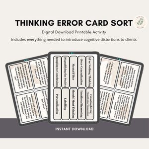 Thinking Errors Card Sort: CBT Therapy Tool (Digital Download) LMFT LPC