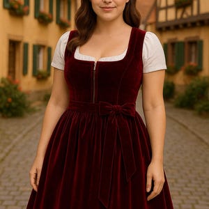Elegant Bavarian Dirndl Dress for Oktoberfest - Green Checkered Apron, Sleeveless Corset Style