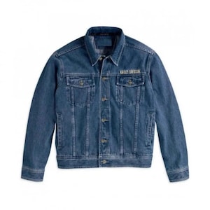 Blue Denim Motorcycle Jacket: Leather Sleeves, Armor Pockets