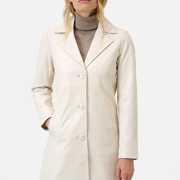 Cream leather coat