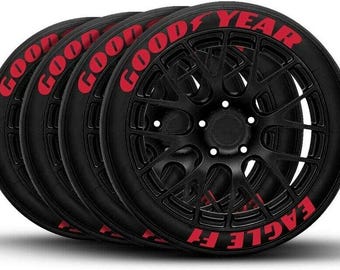 Permanent Tire Lettering Full Red Goodyear Eagle F1 Stickers Tire Decals Sticker 1.25" 4Tires
