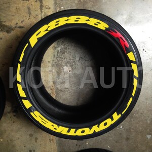 Permanent Tire Lettering Toyo Tires R888R Flag Stickers Tire Decals Sticker 1.25&quot; 4Tires