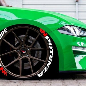 Permanent Tire Lettering Red FLag Bridgestone Potenza Stickers Tire Decals Sticker 1.25&quot; 4Tires