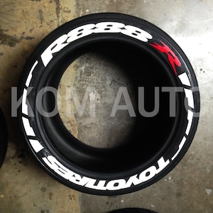 Permanent Tire Lettering Toyo Tires R888R Flag Stickers Tire Decals Sticker 1.25&quot; 4Tires