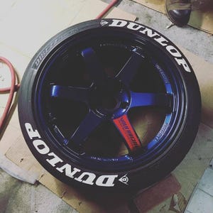 Adesivos Dunlop com letras permanentes para pneus, decalques para pneus, 1,25&quot; 4 pneus