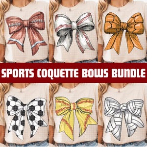 Sports Coquette Bow PNG Bundle: Baseball, Softball, Football (Digital Download)
