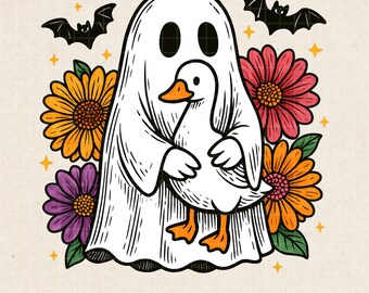 Retro Halloween Goose PNG: Funny Spooky Season Sublimation (Digital Download)