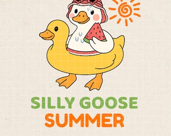 Ganso tonto retro de verano PNG: Clip art divertido (descarga digital)