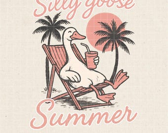 Silly Goose Summer PNG: Beach Trip Shirt Design (Digital Download)