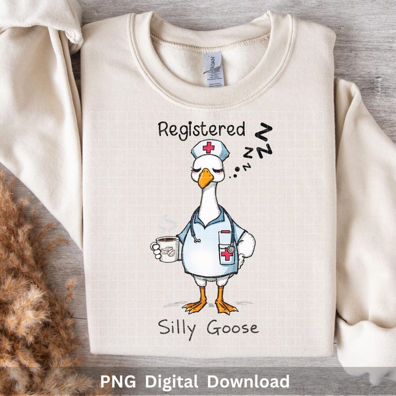 exhausted goose, morning vibes, caffeine, medical humor, animal nurse, animal costume, cartoon nurse, nurse illustration, funny animal, hand-drawn goose, adorable goose, quirky art, cute nurse, cartoon character, white background, humorous design, silly expression, sleepy eyes, eyelashes, coffee steam, animal with coffee, goose with stethoscope, professional goose, nurse parody, animal parody, animal in clothes, light blue scrubs, healthcare humor, nurse life, relaxed goose, nurse theme.