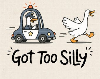 Silly Goose Police Chase PNG: Funny Cartoon Design (Digital Download)