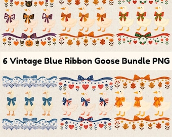 Vintage Blue Ribbon Goose PNG Bundle, Silly Goose, Cute 1980s Groovy Aesthetic Clipart , Retro Goose Sublimation, Trendy Cute Goose Png.