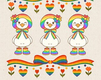 Pride Goose PNG: Rainbow LGBTQ Clipart, Funny Animal Art (Digital Download)