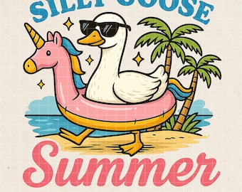 Silly Goose Summer PNG: Beach Unicorn Float Clipart (Digital Download)