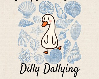 Dilly Dallying Goose PNG : Design rétro de plage d'été (téléchargement numérique)