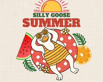 PNG de verano de ganso tonto: Diseño de ganso retro (descarga digital)