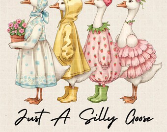 Just A Silly Goose PNG, Cute Goose Shirt, Silly goose Shirt, Cute Retro Goose Family, Trending Goose Design, Retro Goose Digital Download.