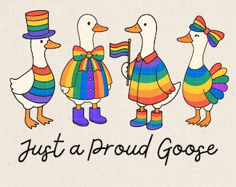 Pride Goose PNG: Rainbow LGBTQ Clipart, Funny Animal Art (Digital Download)