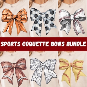 Sports Coquette Bow PNG Bundle: Baseball, Softball, Soccer (Digital Download)