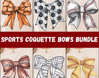 Pacchetto PNG Sports Coquette Bow: Baseball, Softball, Calcio (download digitale)