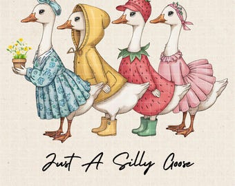 Just A Silly Goose PNG, Cute Goose Shirt, Cute Retro Goose Family, Funny Goose png, Trending Goose Design Digital Download for Shirt.