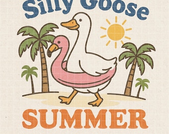 Silly Goose Summer PNG: Retro Beach Vibes (Digital Download)