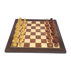 Klassiek toernooischaakset met mdf-schaakbord - bruin en beige