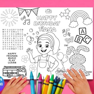 Ms. Rachel Birthday Birthday Activity placement mat - Canva Pro Needed | DIY | Editable Canva Template