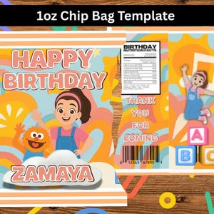 Ms. Rachel Birthday Chip Bag | DIY | Editable Canva Template