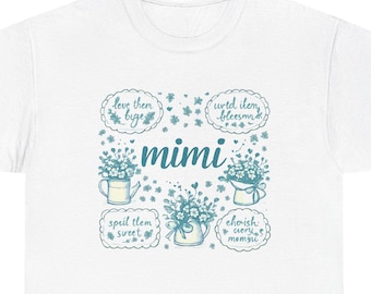 Floral Mimi Shirt, Grandma Gift Tee, Cottagecore Garden Mama, Mothers Day Present, Unisex Heavy Cotton Tee