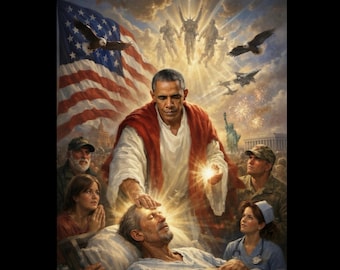 Obama Messiah Healing Digital Art Print | Printable Political Satire