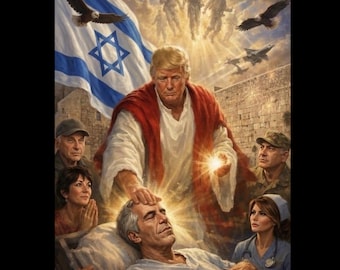 Trump Jesus Meme Digital Download | Messiah & Epstein Satire Art, Promised to me 3000 Years Ago Political Satire