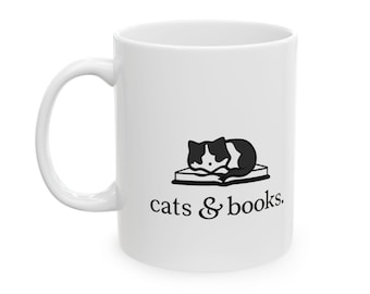 猫と本好きのためのギフトセラミックマグカップ（11オンス、15オンス）ミニマリストな読書好きの猫のコーヒーカップ、本好きのためのマグカップ、教師のデスクマグ