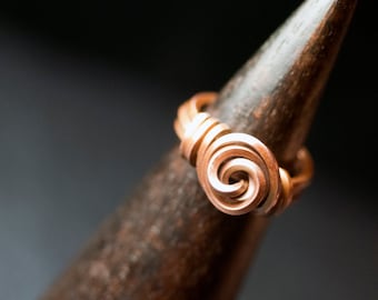 Copper Square Wire Rosette Ring - "Summer Dunes"