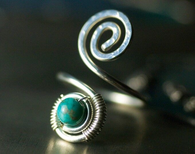 Turquoise Toe Ring Argentium Silver Spiral Wirework Toe Ring Etsy