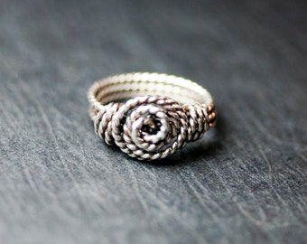 Sterling Silver Twist Rosette Ring - "Orion"