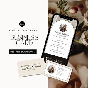 CANVA Elegante, moderne Visitenkarte und digitale Vorlage | Bearbeitbare und druckbare Canva-Vorlage für Fotografen und Kreative für Unternehmen