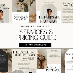 Modern CANVA Pre-Written Wedding Photographer Pricing Guide Template | Editable Canva Template for Photographers