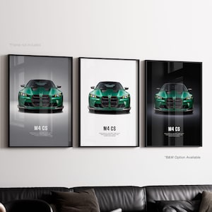 BMW M4 CS G82 - Poster auto / Stampa artistica da parete / Regalo per amanti delle auto / Decorazione da parete per bambini, cameretta dei ragazzi, ufficio a casa