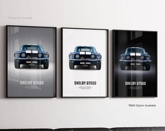 Ford Mustang Shelby GT500 - Car Poster Print | Automotive Wall Art | Car Lover Gift | Wall Art for Kids, Boys Room, Home Office