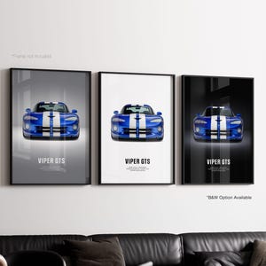 Dodge Viper GTS - Poster auto / Arte murale automobilistica / Regalo per amanti delle auto / Arte murale per bambini, cameretta dei ragazzi, ufficio a casa